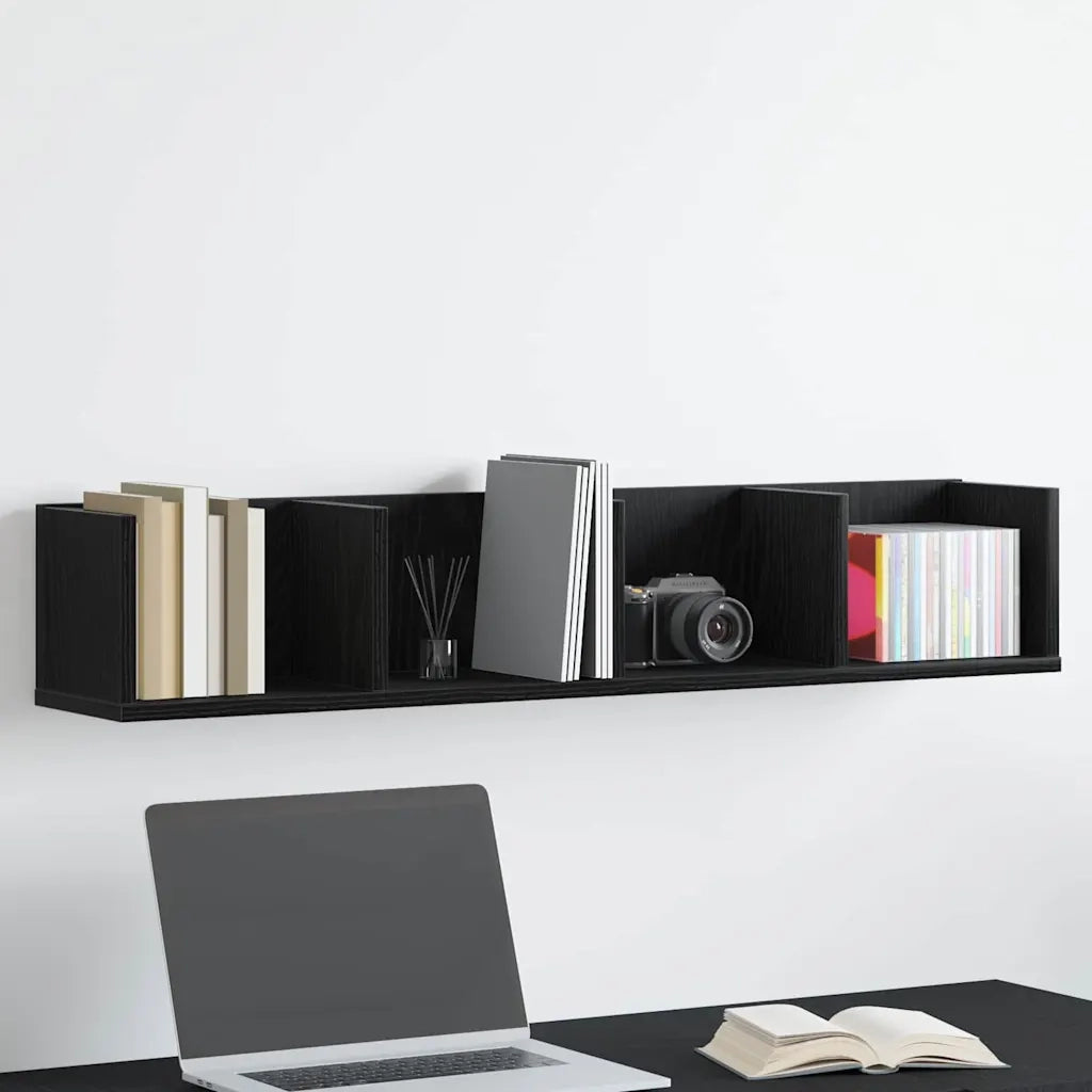 Scaffale da parete | Ripiano a parete | Mensola a parete con lo scaffale Rovere Nero 100 x 18 x 18 cm