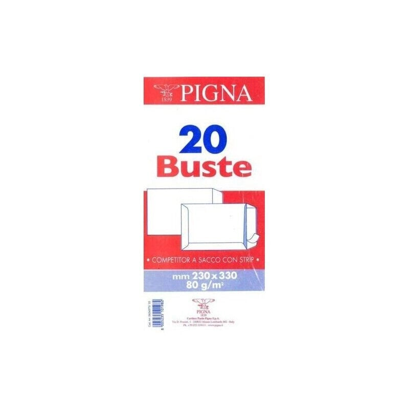 20 BUSTE DA LETTERA A SACCO CON STRISCIA ADESIVA 23 X 33 CM BIANCA