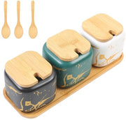 Organizzatore di erbe - stile marocchino - set di 3 - ceramica e legno