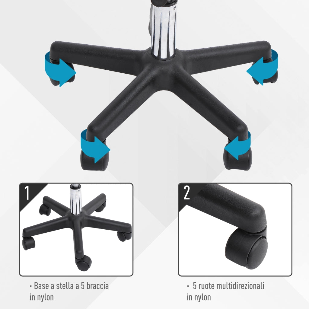 Sgabello con Schienale Girevole ¨C Minimal ¨C Nero Finta Pelle Altezza Regolabile