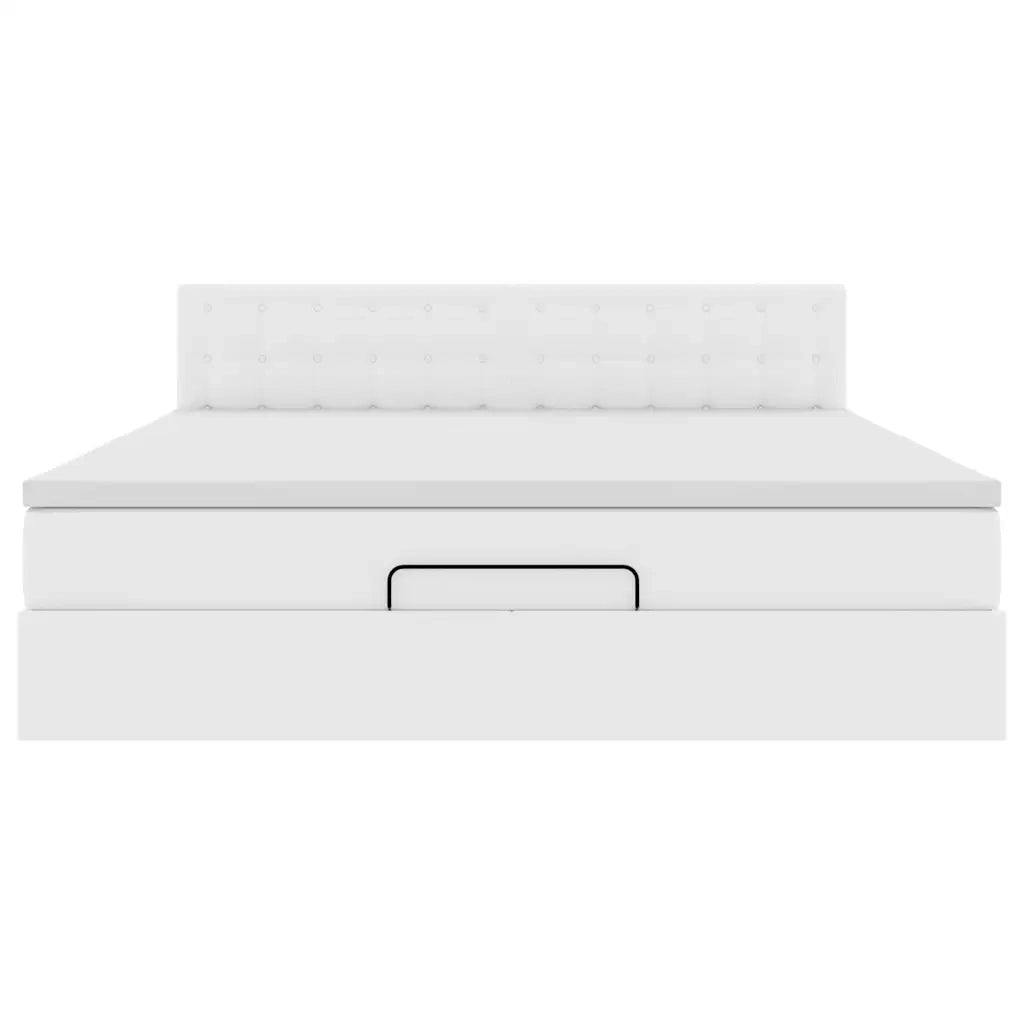 Struttura Letto Pouf con Materasso Bianco 180x200 cm Similpelle 3311319