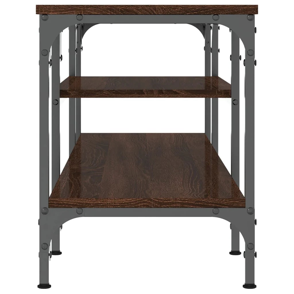 Mobile TV multimediale mensola per TV credenza per TV sala da pranzo soggiorno camera da letto rovere 121 x 35 x 45 cm legno ingegnerizzato e ferro marrone 02_0027160
