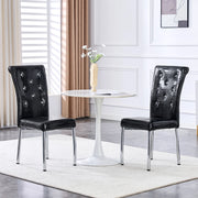 Sedie da Pranzo Retr¨° Imbottite in Ecopelle con Gambe in Metallo ¨C MINIMAL ¨C Set 2 Pezzi, Nero