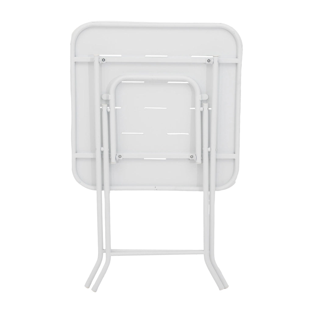SET DA BISTRO PIEGHEVOLE 3 PEZZI, 2 SEDIE E 1 TAVOLO, BIANCO, ACCIAIO