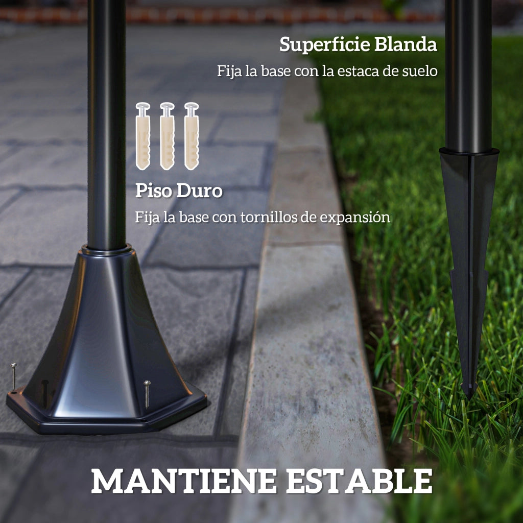 Lampada Solare per Giardino ¨C zephmum ¨C Nero Acciaio Inox 18x18x160 cm