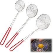 Set di paletta a cernita in acciaio inossidabile - ideale per cucinare e friggere - 3 pezzi - acciaio inossidabile