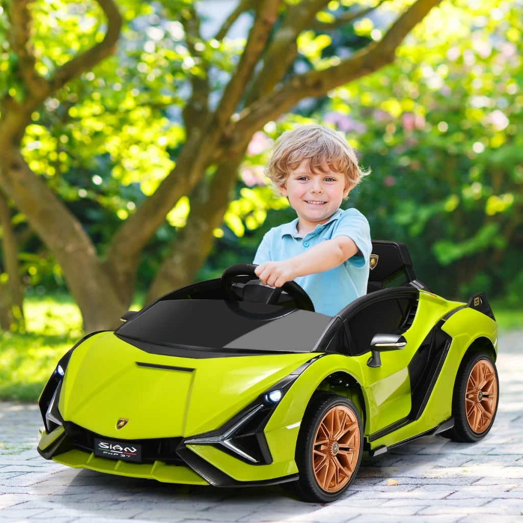 Macchina cavalcabile per bambini con telecomando e luci LED, Veicolo elettrico a batteria 12 V Verde