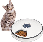 Automatico ciotola per gatto - 6 porzioni - con timer - elettrico - H x Ø 55 x 305 cm - bianco/grigio