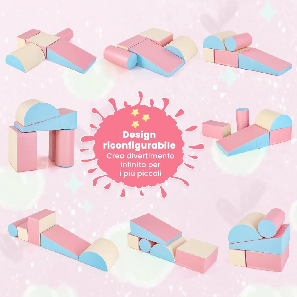 Set di 5 Blocchi con Diverse Forme e Colori, Giocattolo per Arrampicata e Strisciamento, Aiuta i Bambini a Crescere (Rosa)