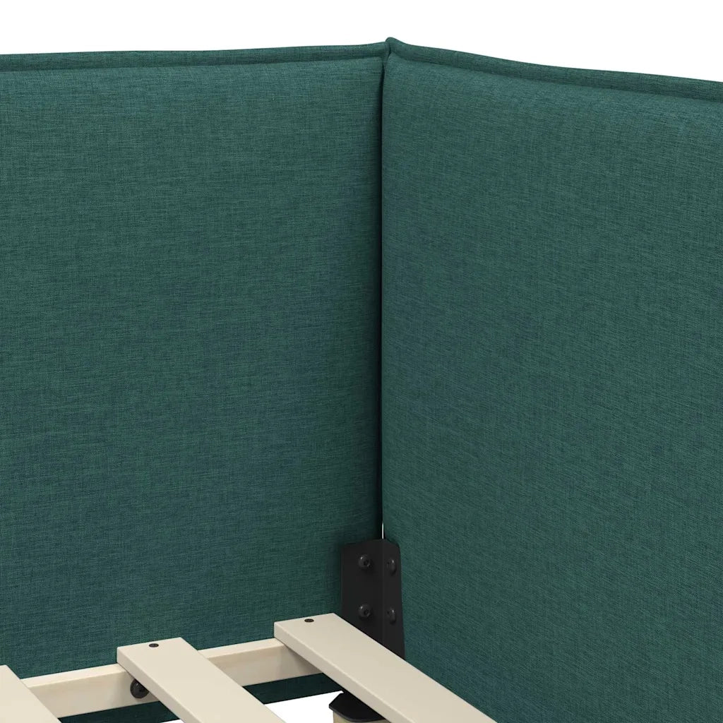 Cornice del letto ad angolo Verde Scuro 80 x 200 cm Tessuto