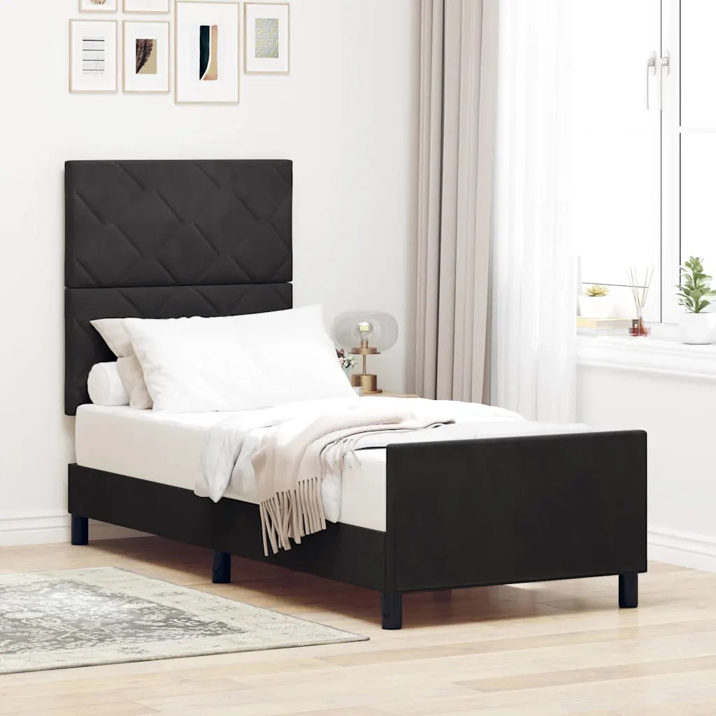 Letto a molle con testiera Nero 80 x 200 cm Velluto 3344971