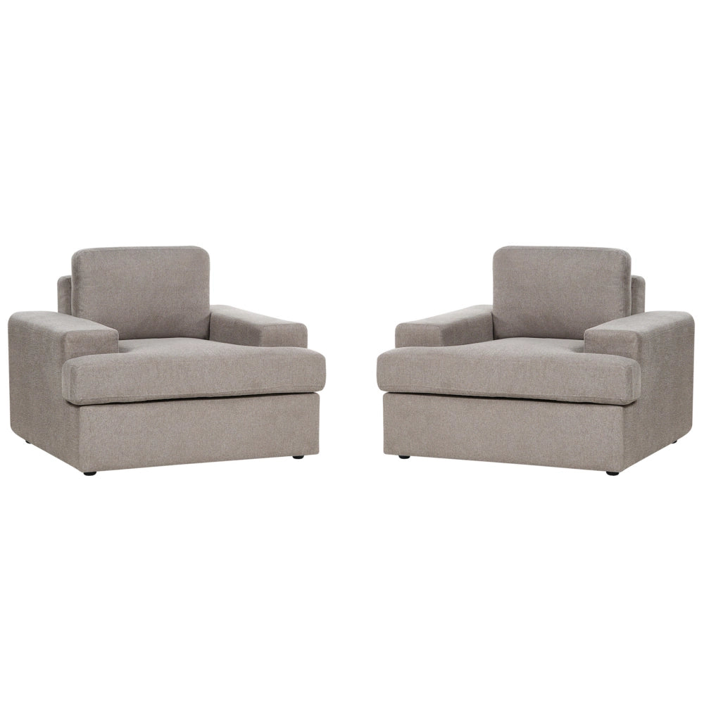 Set di 2 poltrone in tessuto taupe imbottite con schienale spesso imbottito Divano classico da salotto