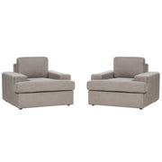 Set di 2 poltrone in tessuto taupe imbottite con schienale spesso imbottito Divano classico da salotto