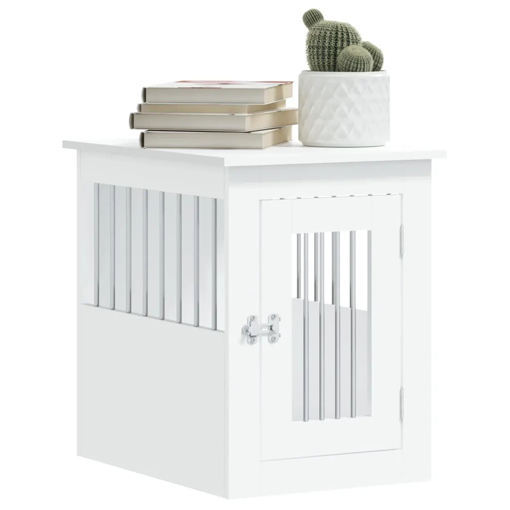 Gabbia Cani da Arredamento Bianca 45x62x59cm Legno Multistrato 838309