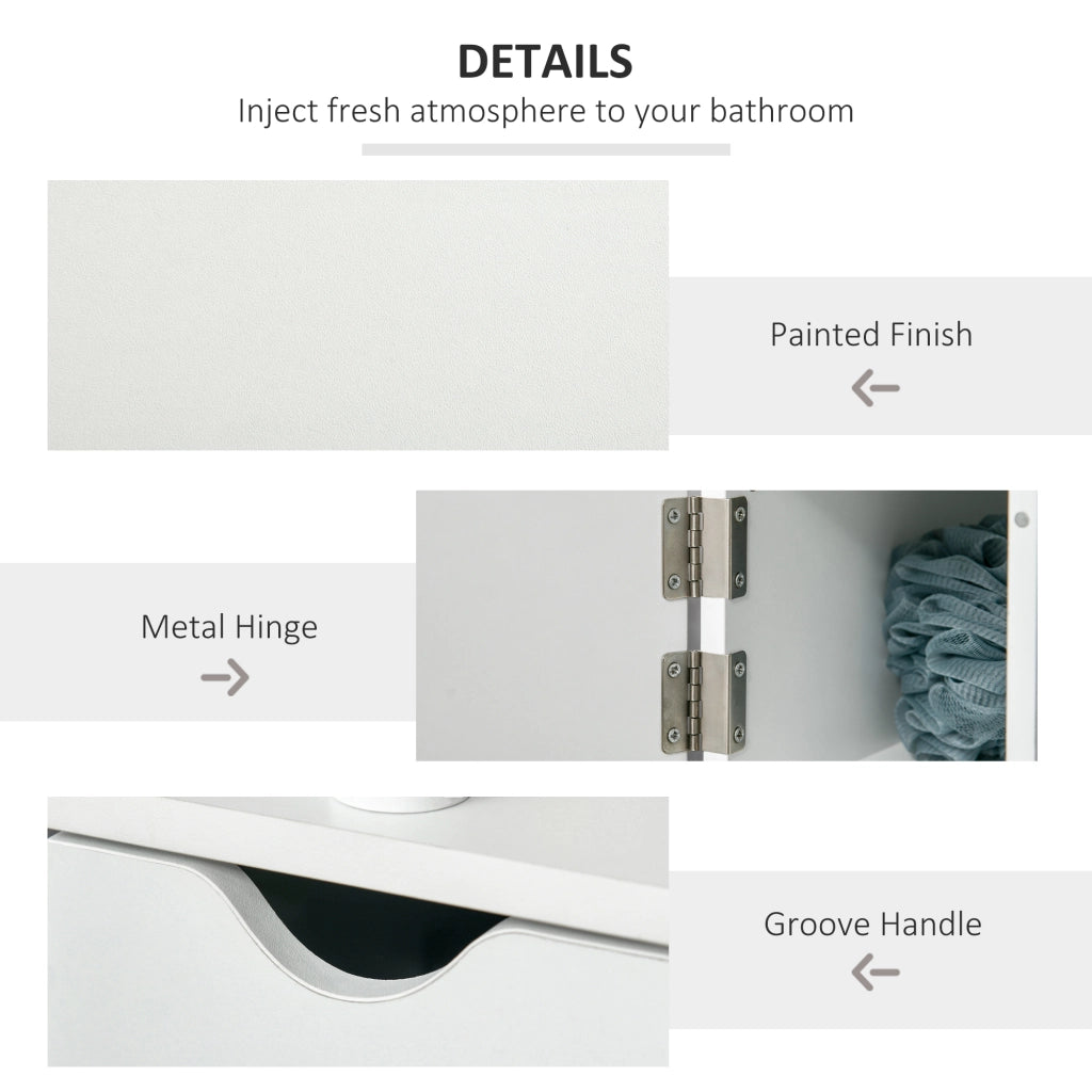 EasyComfort Colonna Bagno con 2 Ripiani e 2 Armadietti, Mobile Alto Salvaspazio 15.2x29.8x118 cm, Bianco