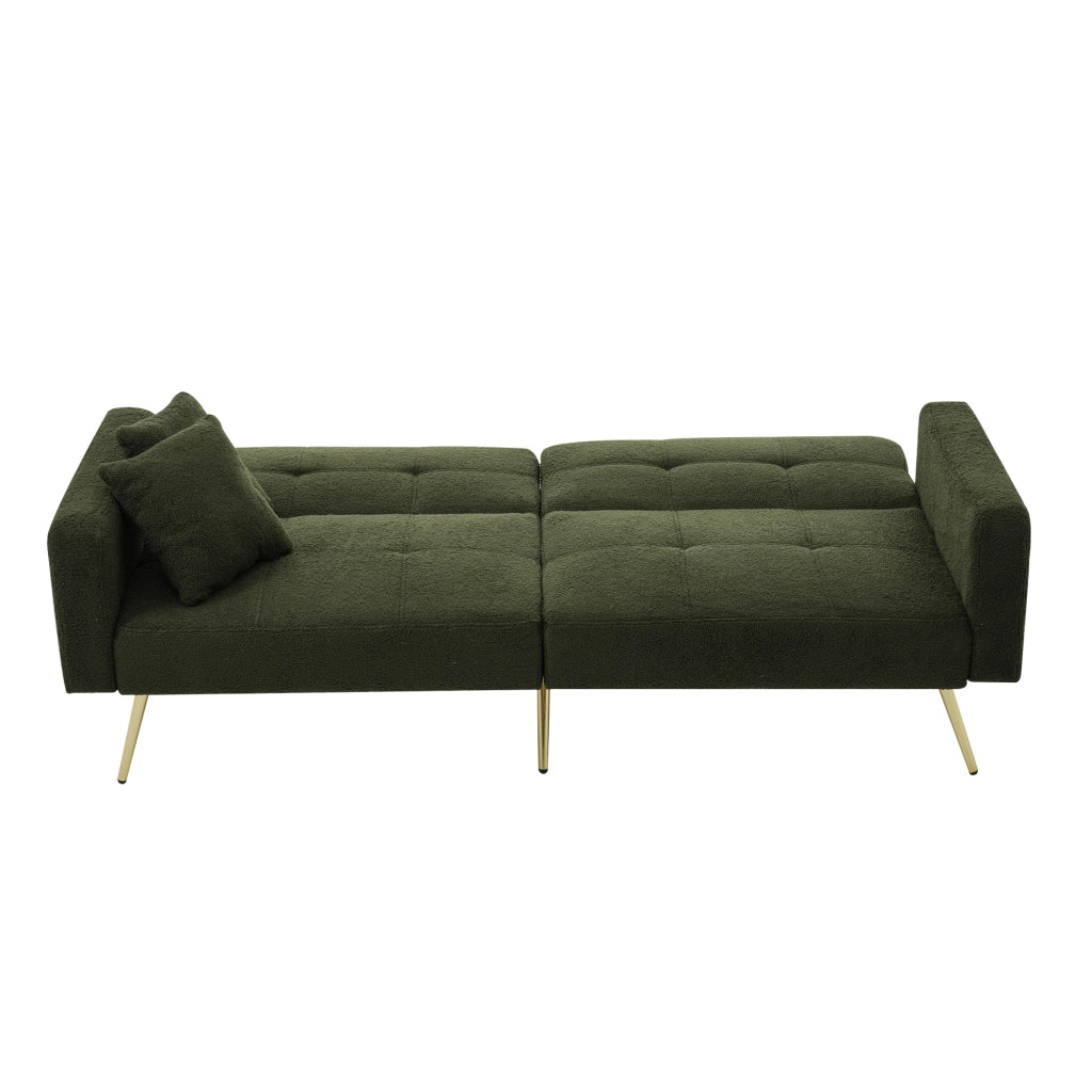 DIVANO LETTO reclinabile 175x64x72 cm verde antico con gambe dorate
