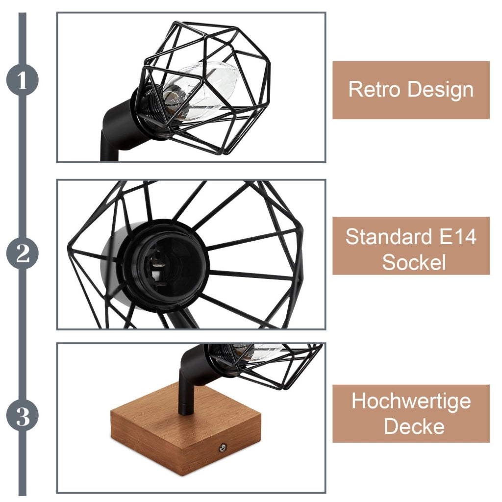 ZMH Faretto da soffitto neri metallo orientabili 350° max 40W LED per corridoio soggiorno camera letto cucina