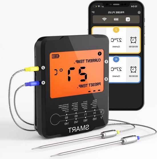 Termometro a infrarossi digitale Bluetooth per alimenti - misuratore di temperatura per cucina - lettura istantanea di temperatura - portata di 100 m - controllo tramite app