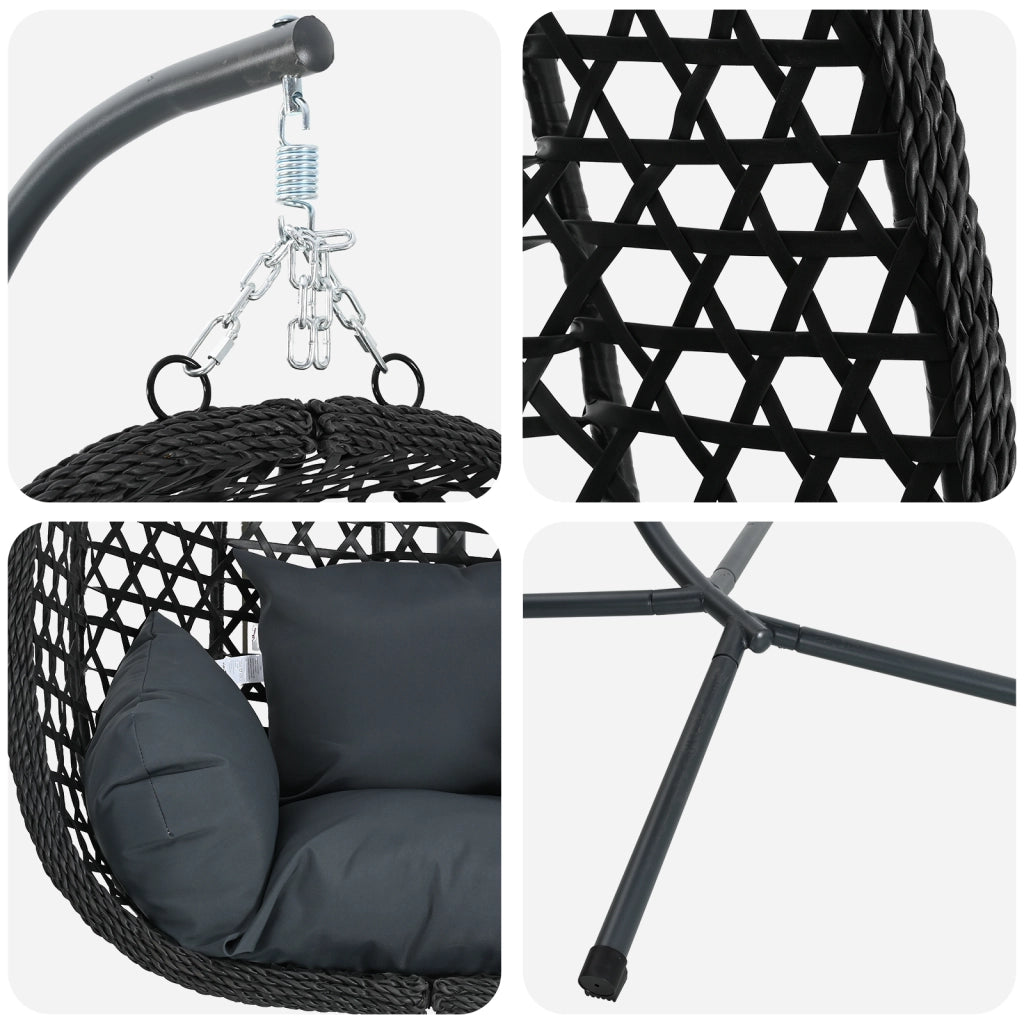 Sedia a Uovo Appesa con Supporto Antracite Rattan Polimerico
