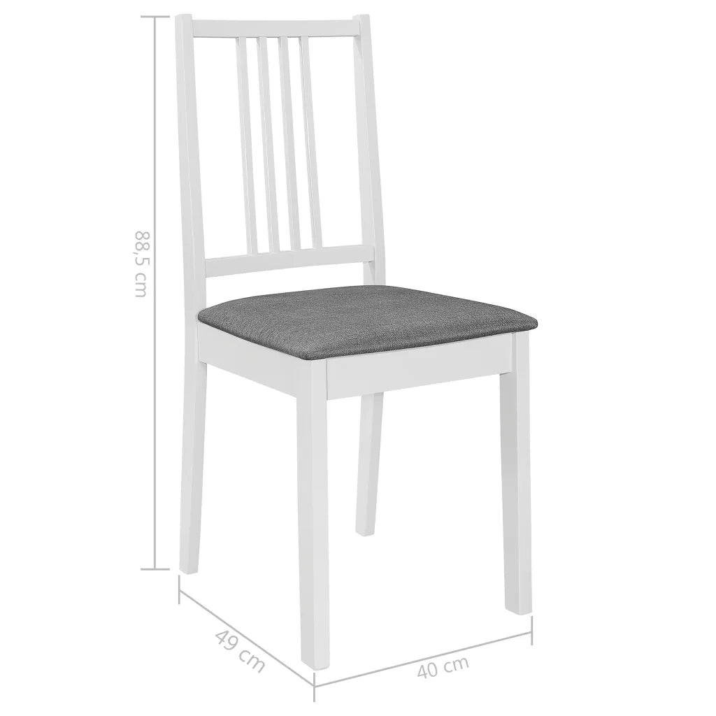 Sedie da Pranzo con Cuscini 6 pz Bianche in Legno Massello cod mxl 12308