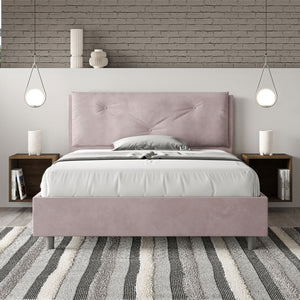 Letto Matrimoniale Francese 140x200 cm con Rete Imbottito in Microfibra Appia Large Glicine