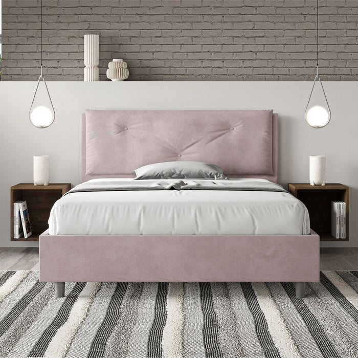 Letto Matrimoniale Francese 140x200 cm con Rete Imbottito in Microfibra Appia Large Glicine