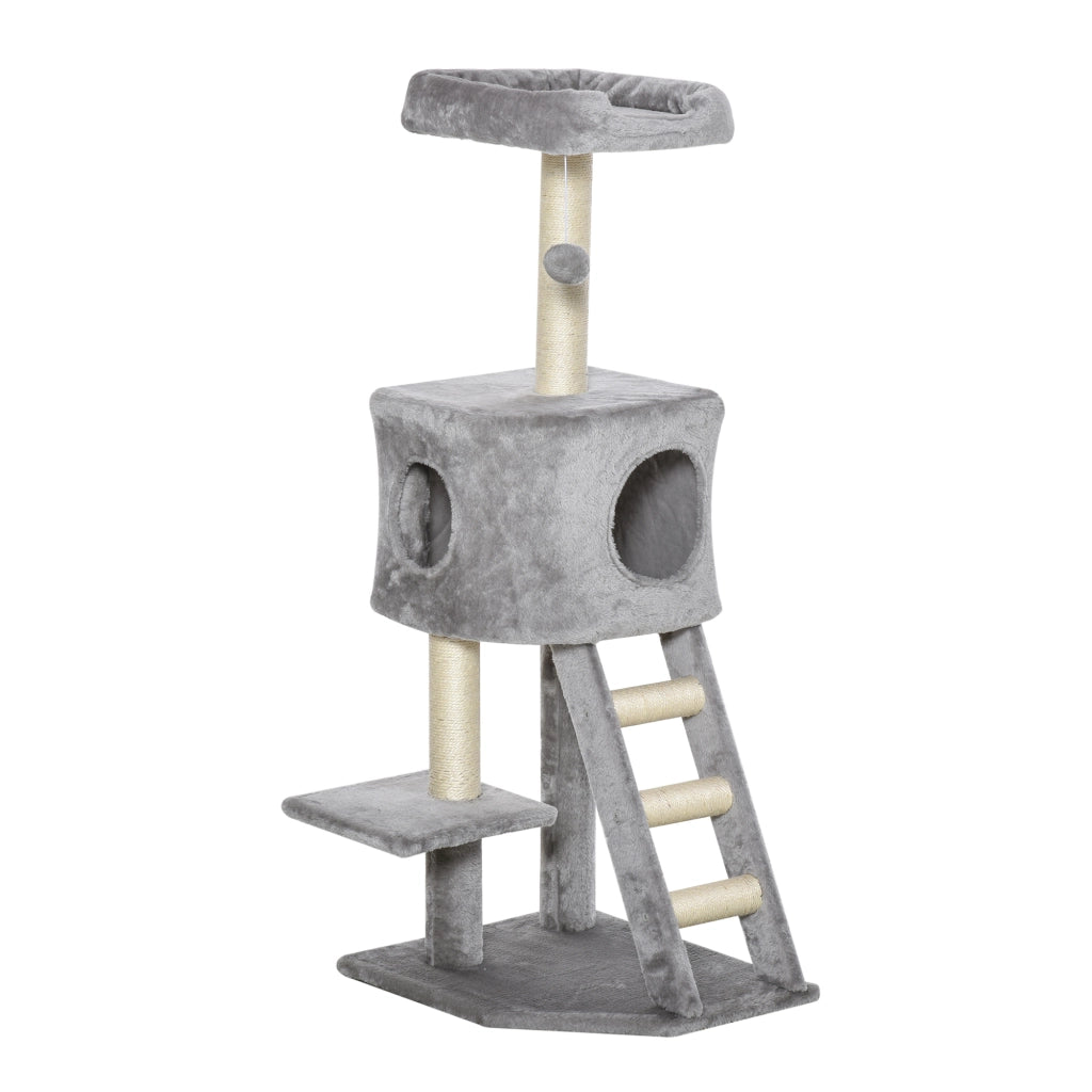 Albero tiragraffi per gatti con palla e piattaforme ¨C Zephmum ¨C Grigio chiaro 120 cm