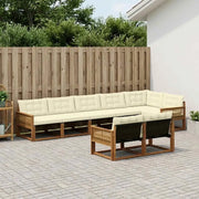 Set di divani da esterno con cuscino 8 pcs Naturale e Crema 3381506