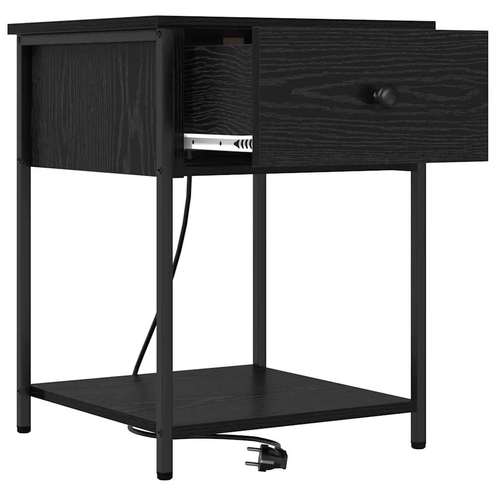 Armadio da Notte con cassetto 2 pcs Rovere Nero 42 x 41 x 56 cm 859421