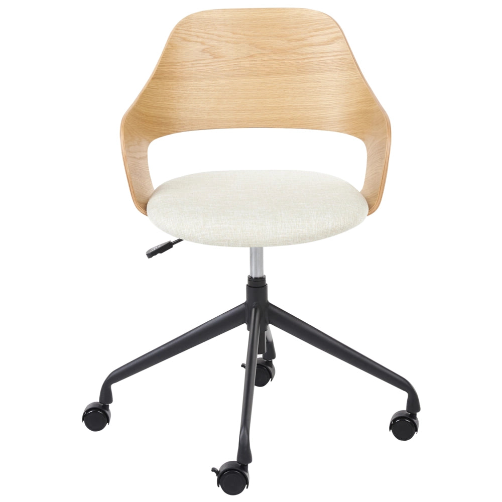 Sedia da ufficio in lino e beige chiaro legno chiaro arredamento da ufficio elegante