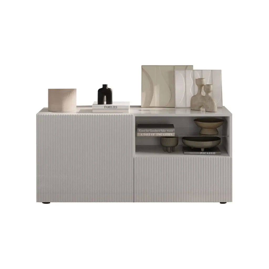 Mobile TV SCENA – L121 x H57 x P42 cm – Bianco lucido lacato