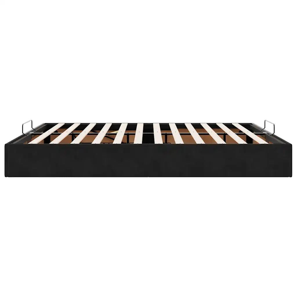 Struttura Letto Pouf senza Materasso Nero 200x200 cm in Velluto