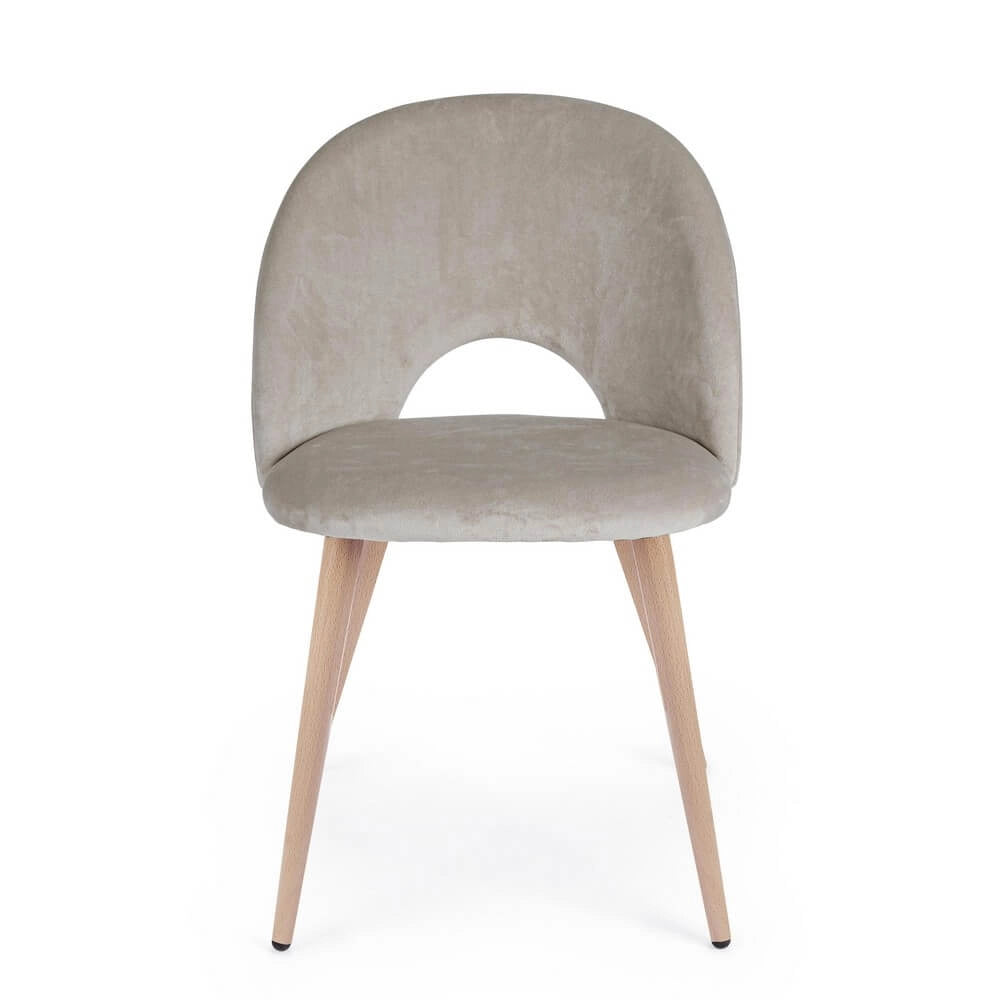 Set di 4 Sedie Imbottite in Velluto con Gambe Effetto Legno - MARINA