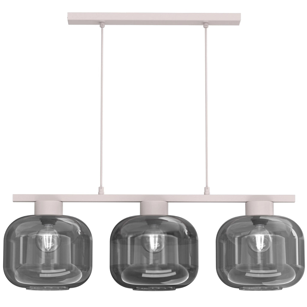 Lampadario Galante 3 luci cashmere vetri fumé Luminex