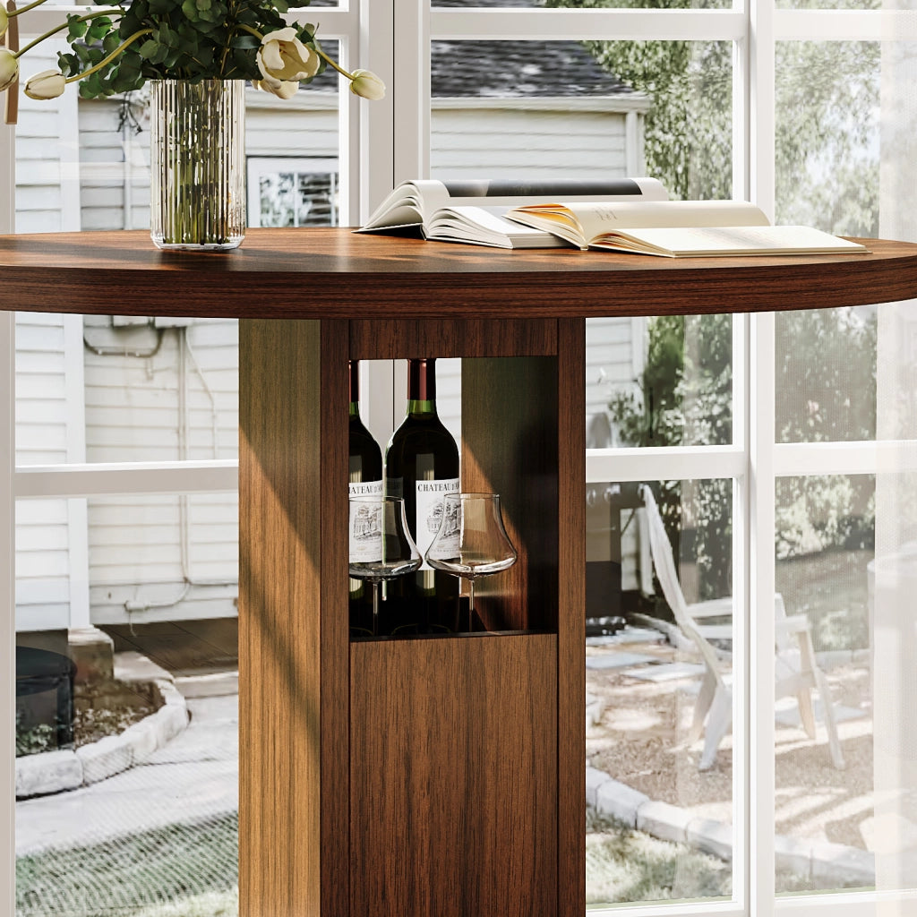 TAVOLO BAR ROTONDO 80 cm Noce Set 3 pezzi con 2 sgabelli