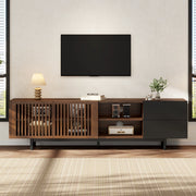 Mobile TV 160 cm con Ante a Doghe e 2 Cassetti; MDF; Noce e Nero