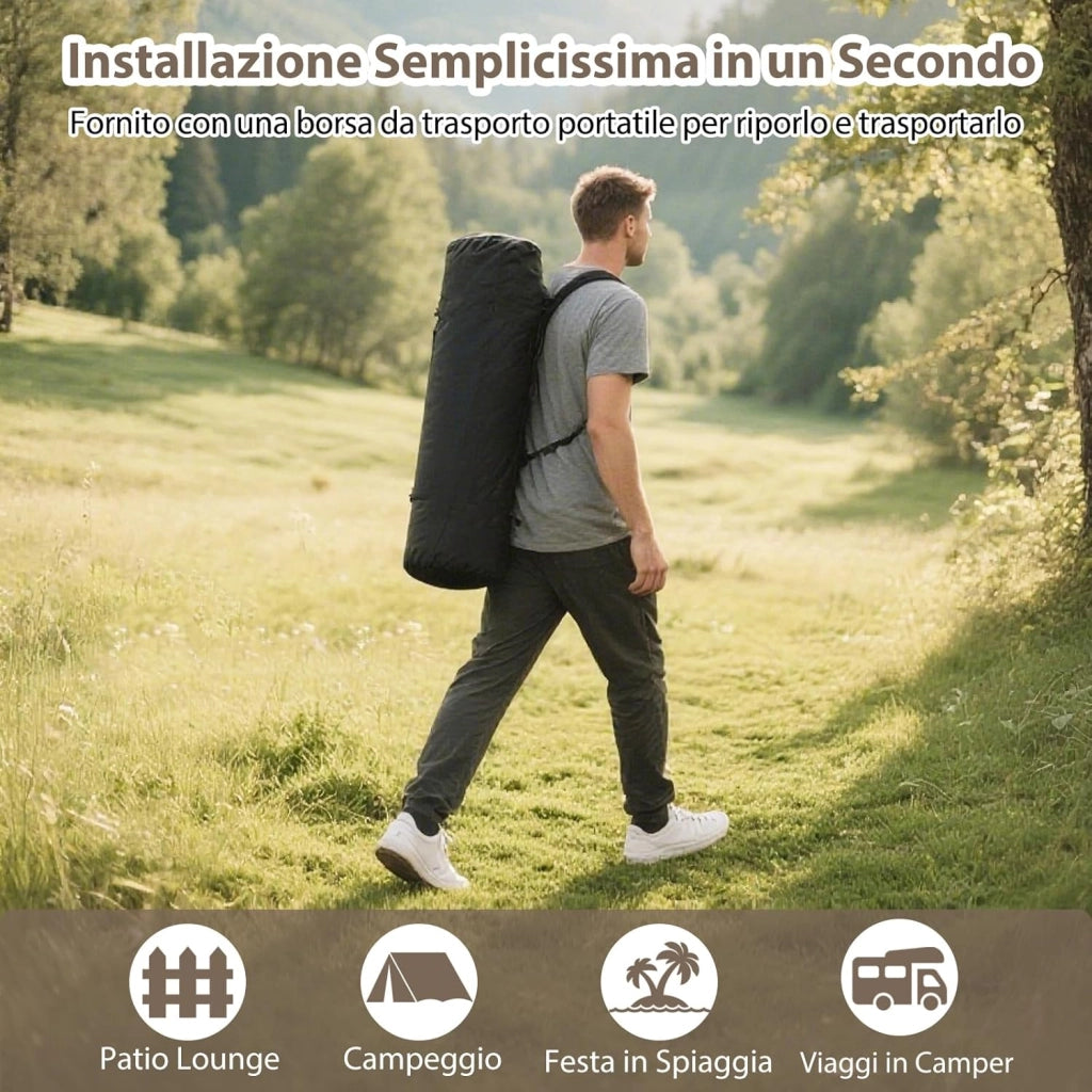 Sedia da Campeggio Pieghevole, Lounge Recliner Portatile con Schienale Regolabile, Sedile Imbottito con Borsa da Trasporto, per Esterno Giardino Cmapeegio, Portata 225 kg
