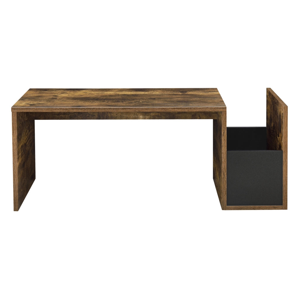 Tavolino da Salotto Bollnäs con Vano Aperto Laterale 90 x 45 x 35 cm - Effetto Rovere Scuro [en.casa]