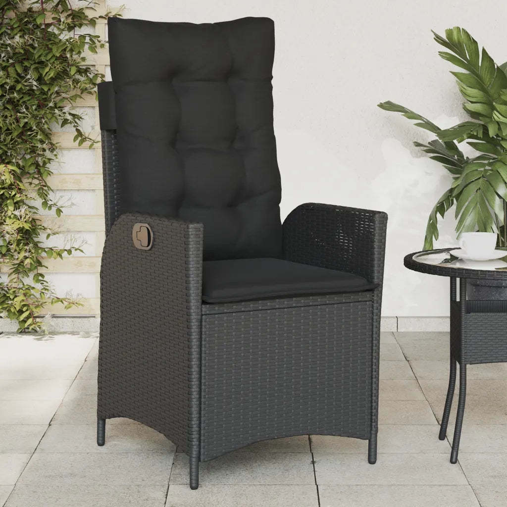 Sedie Reclinabili da Giardino 2 pz | Sedie da Esterno con Cuscini Nero Polyrattan