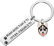 Sleutelhanger Husky per Amanti del Cane Regalo per Proprietari di Husky Regali per Cani Capelli del Cane sostituiti con Husky-fetti Sleutelhanger 5*1.2 colore del Ferro