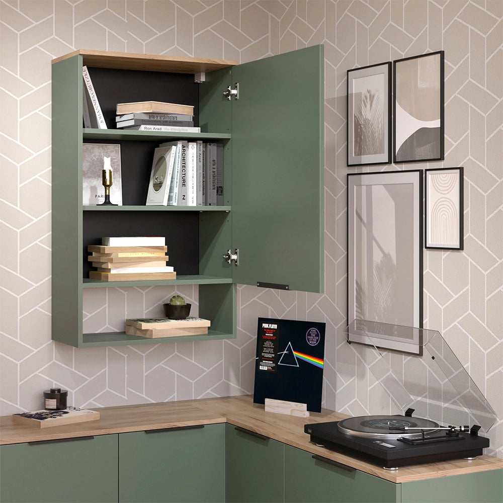 Vicco Libreria da parete Verde 60 x 100 cm con porta