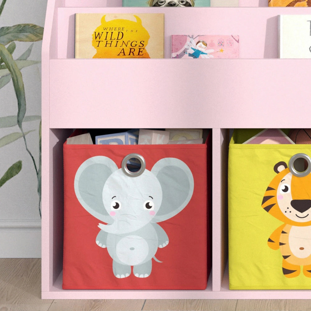 Vicco Libreria bambini rosa 72 x 79 cm con 2 scatole pieghevoli (elefante, tigre)