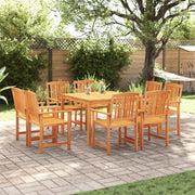 Set da Pranzo da Giardino 9 Pezzi in Legno Massello di Acacia