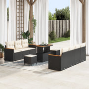 Set di Divani da Giardino 10 Pezzi con Cuscini Nero Rattan Economico Acacia