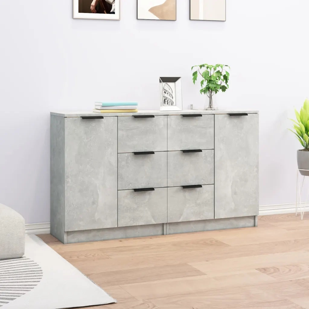 Credenze 2 pz | Madia | Buffet da pranzo | Armadio da pranzo Grigio Cemento 60x30x70 cm in Legno Multistrato