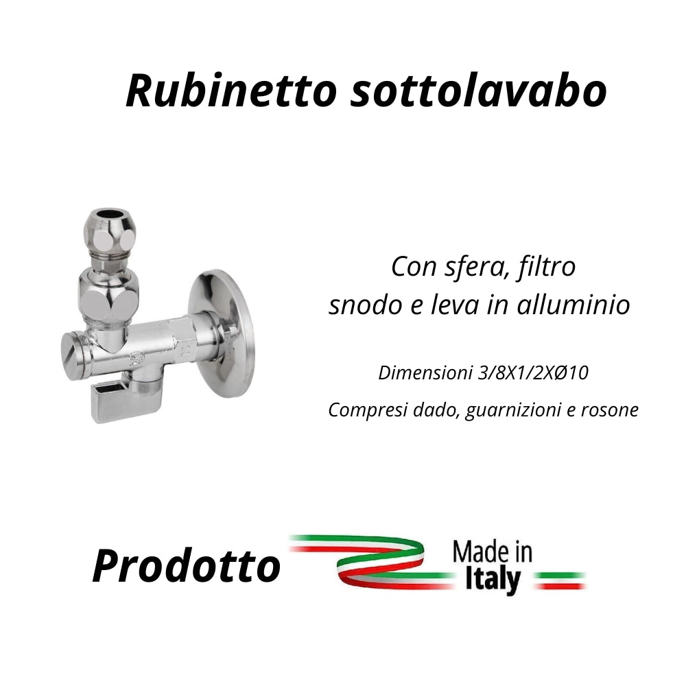 Rubinetto valvola sottolavabo in ottone cromato multipack con filtro snodato a leva made in italy 1/2-3/-10 *** (quan...