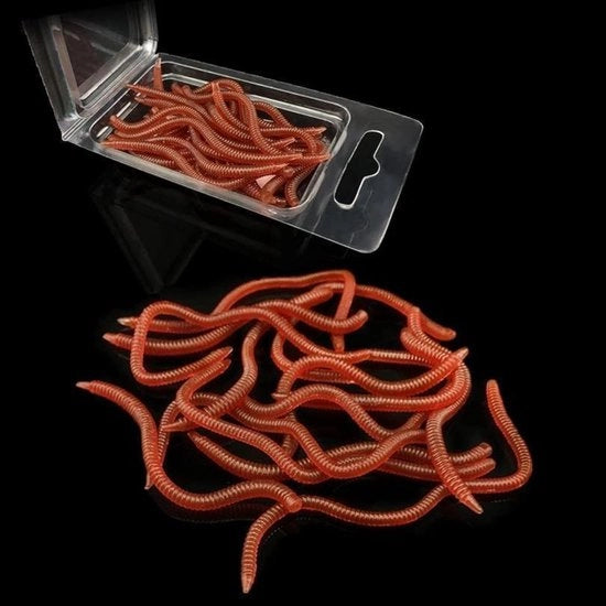 Kit di attrezzi per pesca 20 pezzi - Set di esche artificiali - Materiale morbido - Forma verme - Lunghezza 8CM - Materiale ecocompatibile