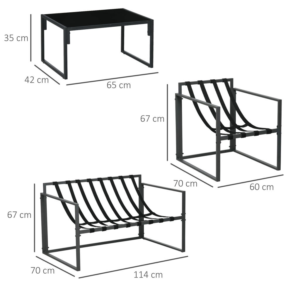 Set divani da giardino 4 pezzi con tavolino ¨C zephmum ¨C grigio
