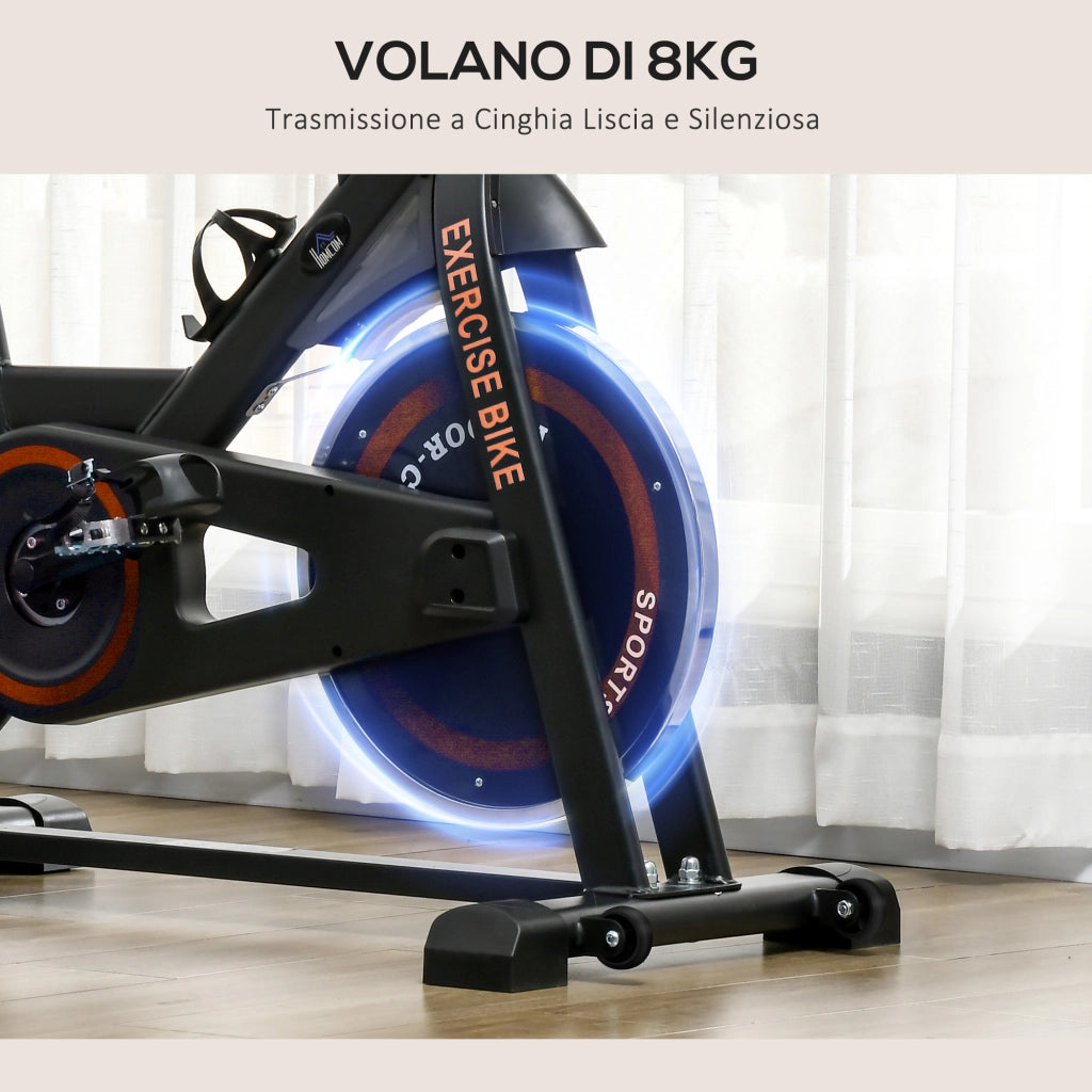 Cyclette da Casa ¨C Xylo ¨C Volano 8 kg, Display LCD, Acciaio e ABS, 103x53x100-114 cm, Rosso e Nero