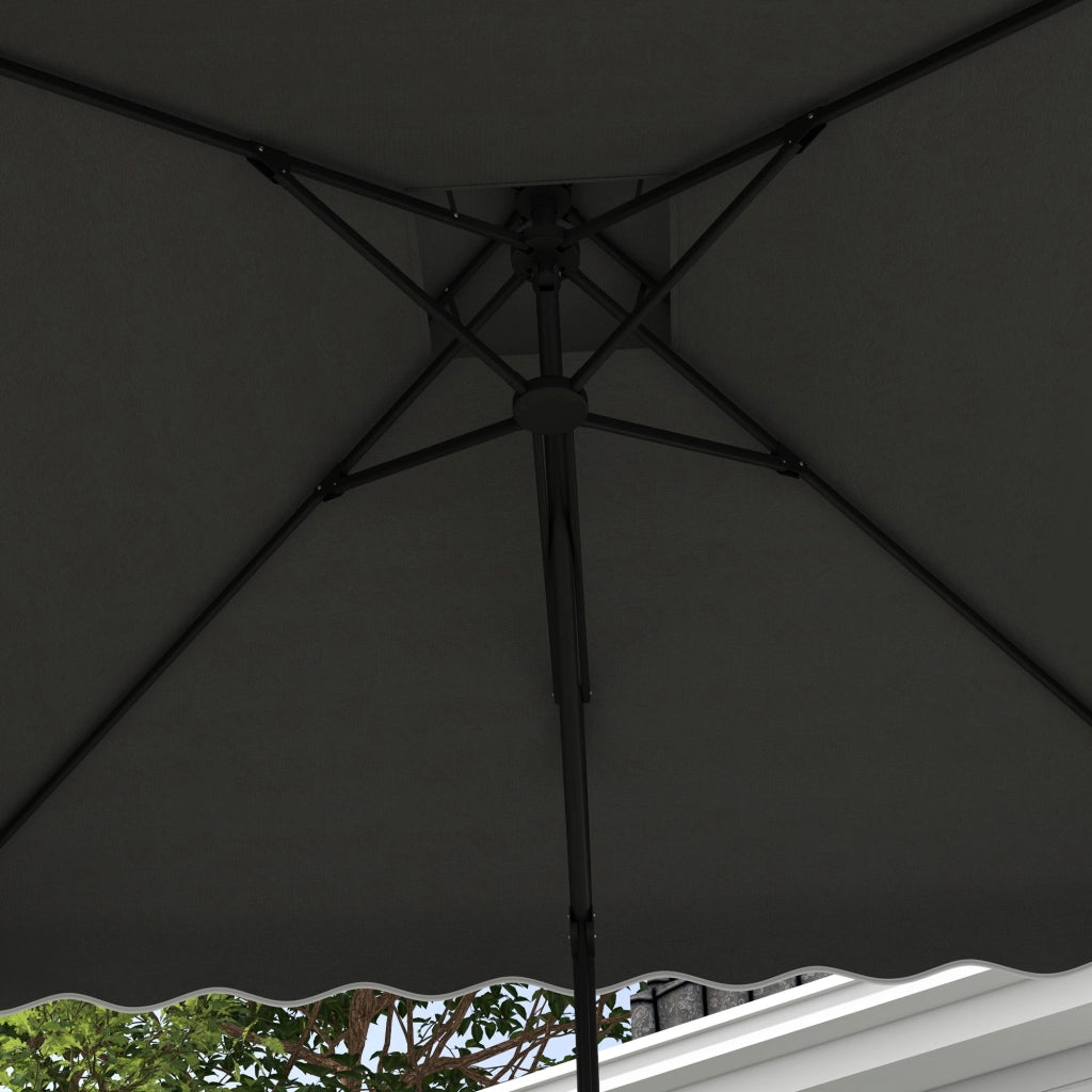 Parasole a sbalzo 243x243cm con protezione UV doppio tetto base trasversale quattro montanti stabile per balcone colore grigio scuro